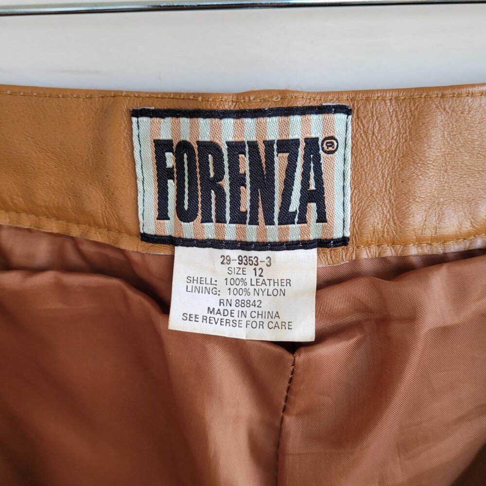 Vintage Forenza 100% brown leather mom style high waisted women's pants - Picture 2 of 15